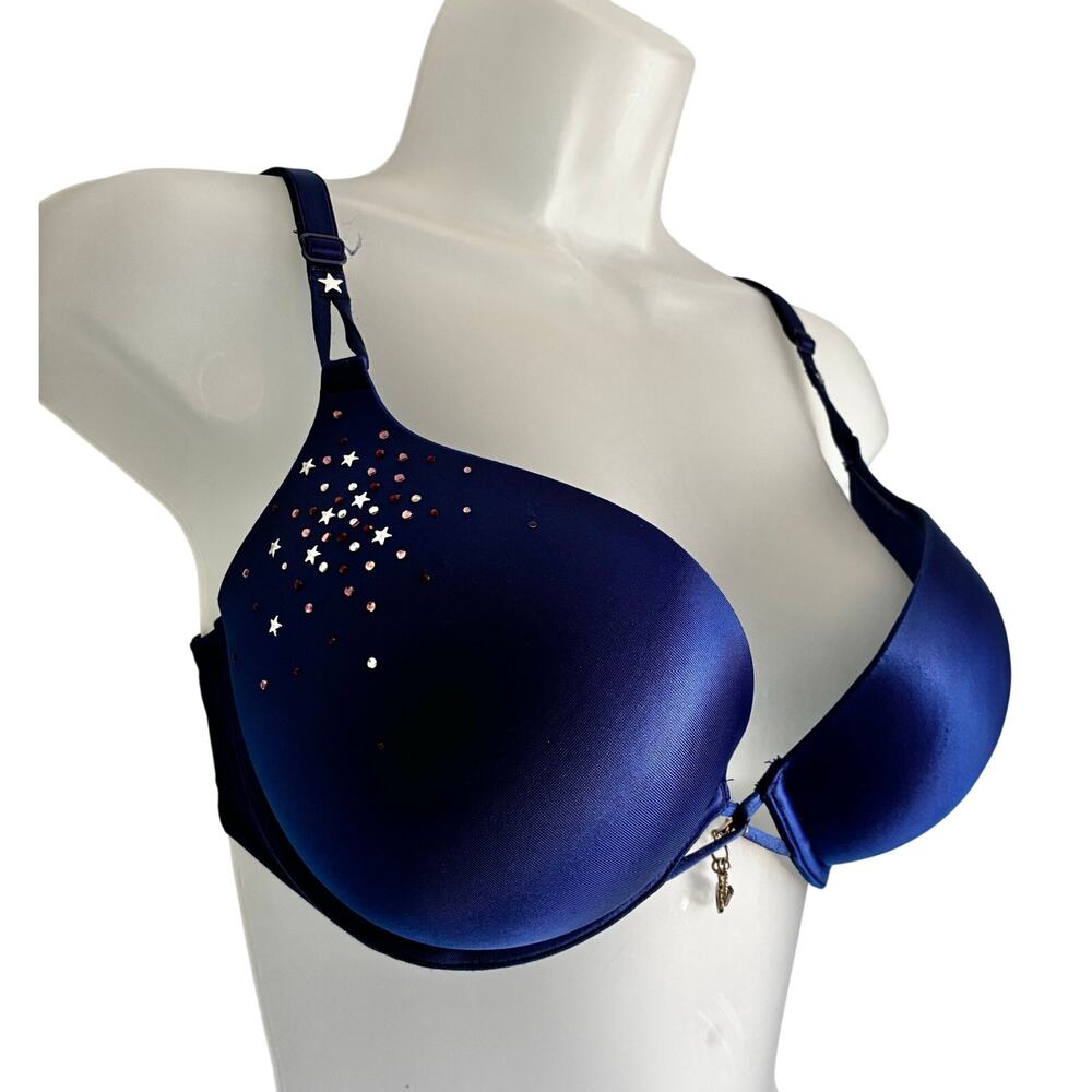 Victoria's Secret Bombshell Padded Pushup Bra Blue Bejeweled 34D